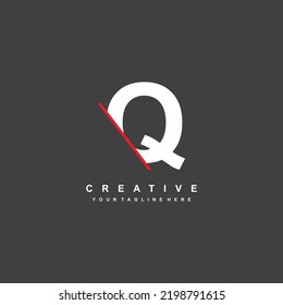 
abstract logo Q with red line cut. Q logo template design is elegant and luxurious. initial letter Q