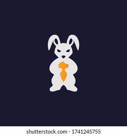 abstract logo rabbit on isolated black background