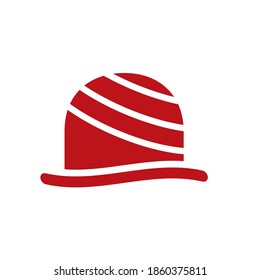 An abstract logo with red hat icon in vector illustration