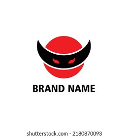 logotipo abstracto, logotipo de caricatura de la cabeza roja con cara enfurecida, logotipo de cartón plano