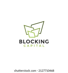 Abstract logo related to construction or real estate. There are 4 abstract shapes in it.