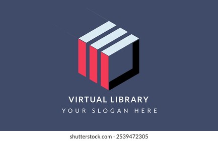Abstract logo representing a virtual library, suitable for educational or tech brands.