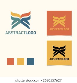 Ein abstraktes Logo, das einem Schmetterling oder einem offenen Buch ähnelt. Das farbenfrohe Design eignet sich perfekt für Marken, die mit Lernen, Kreativität oder Transformation zu tun haben