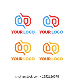 Abstract logo of robot head, chat robot logo template with mono line style