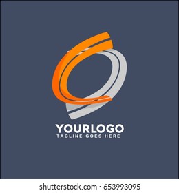 Abstract logo Runway Circle Icon Element Template Design Logo. Orange and grey road vector illustration. 