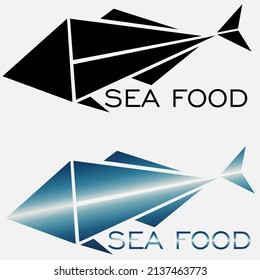 abstract logo of seafood and fish from triangles