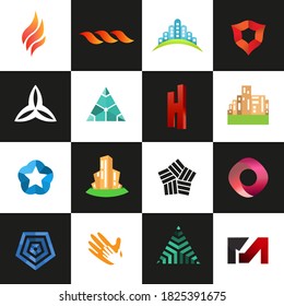 Abstract logo set. Creative, digital abstract colorful icons. Vector templates