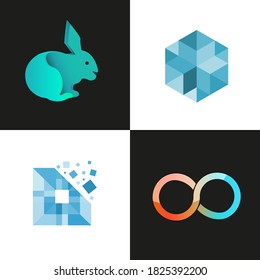 Abstract logo set. Creative, digital abstract colorful icons