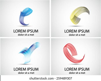 Abstract Logo Set. Unusual Spiral Icons. Vector Logo Design Template Collection. 