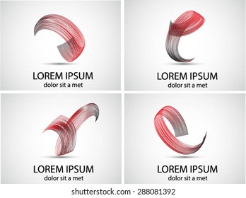 Abstract Logo Set. Unusual Spiral Icons. Vector Logo Design Template Collection