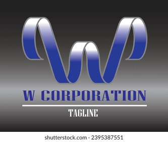 
abstract logo in the shape of the letter w, with a combination of blue and white.