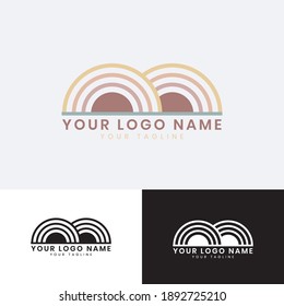Un logotipo abstracto en forma de arco iris gemelo puede utilizarse para el logotipo de una empresa 