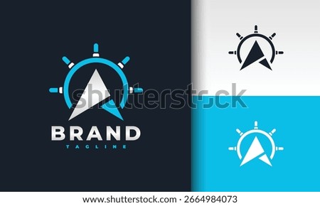 Abstract Logo of a Ship's Wheel and Compass Combined with Letter A