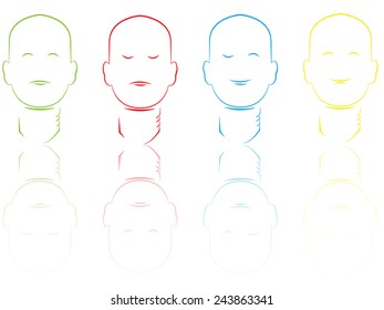 Abstract logo showing a man head like a lightbulb in different colors