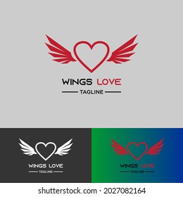 abstraktes Logo, einfache flache Symbol Liebe Flügel, Kombination von Herz und zwei Flügel