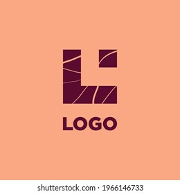 Abstract logo with sliced L letter like marble texture vector