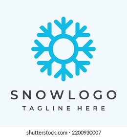 Abstract Logo Of Snowflake Or Cold Blue Elements With Outline.Logo For Winter,icons,ice,cold.