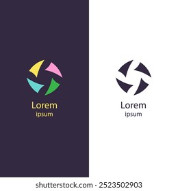 Abstract logo with soft, flowing shapes resembling leaves or petals. Ideal for creative design, consulting, wellness, nature, technology, branding, business cards, websites, and marketing purposes.