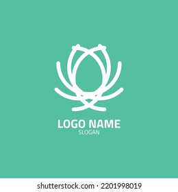 Abstract logo some curved lines and resembles a flower.