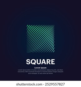 Abstrato logotipo quadrado Ilustração em um estilo linear. simples linha arte quadrado Vetor logotipo ilustração em fundo escuro. EPS 10