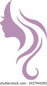 Abstract logo style art of a woman's silhouette. Side profile clipart of a girl with long hair