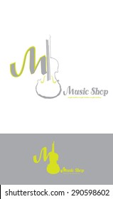 Abstract logo with stylized violin and music label
