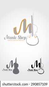 Abstract logo with stylized violin and music label