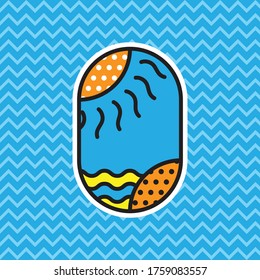 Abstract Logo Summer Beach Colourful Retro Pop Art Cartoon with Halftone Pattern Background Wallpaper. Vector Illustration. Available for all media printing.