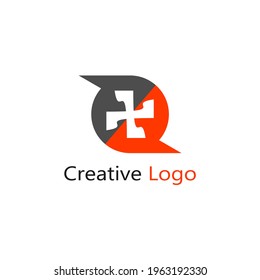 abstract logo symbol plus wavy inside a circle