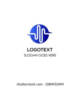 Abstract logo symbol related to sound wave, audio wave or DJ player. 