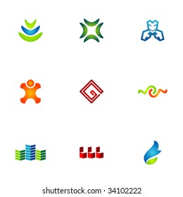 Abstract logo symbols and modern geometric business icons set vector illustration.
