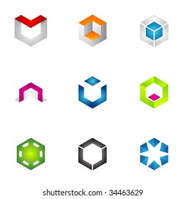 Abstract logo symbols and modern geometric business icons set vector illustration.