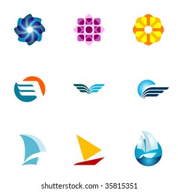 Abstract logo symbols and modern geometric business icons set vector illustration.