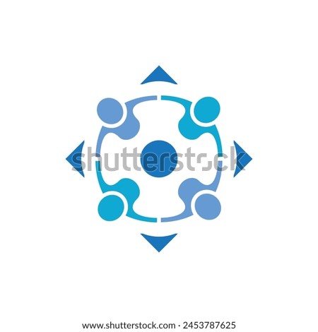 An abstract logo of a target mark with abstract people as the part of the logo for community social related purposes 