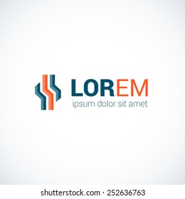 Abstract Logo template. Corporate icon, logotype. Brand visualization. Vector element for banner, business card, poster, corporate identity, presentation, app and web design.