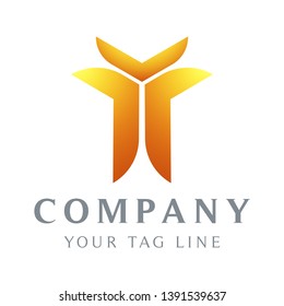 abstract logo template in the form of a human body that raises his hand.