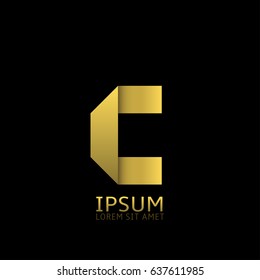 Abstract logo template. Golden C letter logo, Vector illustration