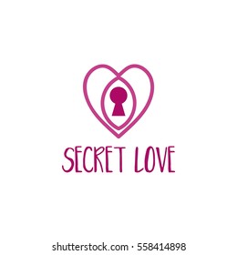 Abstract logo template heart with lock. Vector illustration