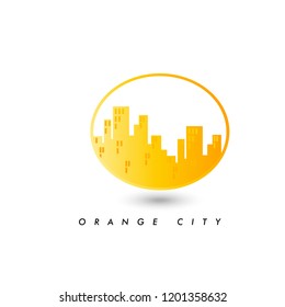 abstract logo template ,  icon orange city  ,  vector graphic design illustrations