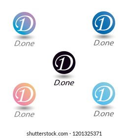 abstract logo template, letter D combination with number 1, text Done a combination of letters D and 1 to form a button, vector illustration graphic design