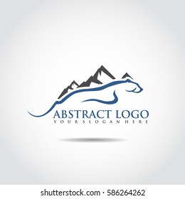 Abstract Logo Template. Mountain and Cheetah image. Vector Illustrator Eps.10