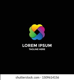 abstract logo template on isolated black background.