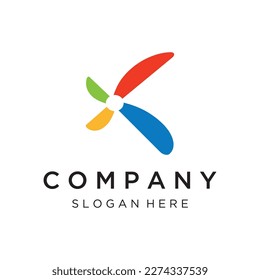 Abstrakte Logo-Vorlagenpropeller für Flugzeug, Windmühle, Ventilator.Logo für Luftfahrt, Unternehmen, Marke, Industrie. Mit einem modernen Konzept.