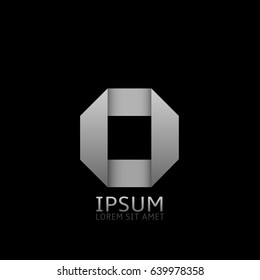 Abstract logo template. Silver O letter logo, Vector illustration