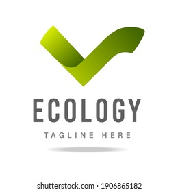 Abstract logo template with V letter alphabet in green circle, symbol environmental friendliness business company, icon eco bio technologies, sign vegan product food and health care cosmetics. Vector.