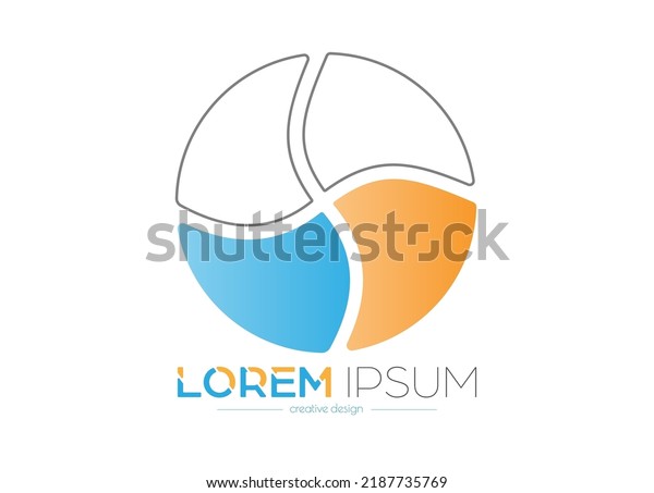 Abstract logo template. The wavy line\
divides the circle into parts. An idea for the implementation of\
creative ideas, an illustration for the identification of sites,\
accounts and web\
applications
