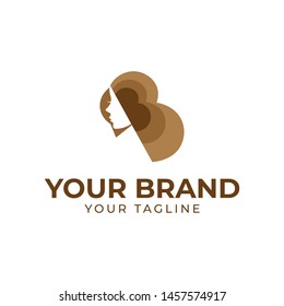 abstract logo template of woman's face and hair