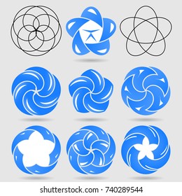 Abstract logo templates set. the concept of water, cleanliness, energy. Vector illustration.