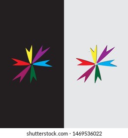 Abstract logo towards the vector collection point with blue and white backgroun