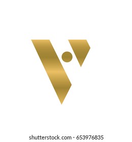 abstract logo triangle  gold luxury